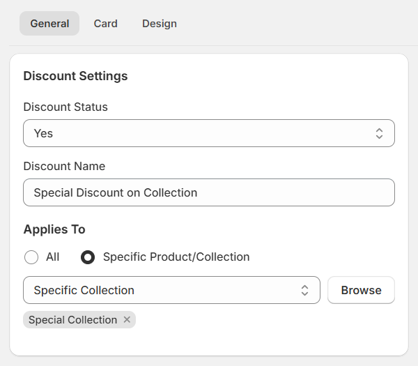 Settings | CI Discount & Offers